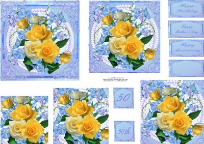 Golden Rose Bouquet Pyramid Topper