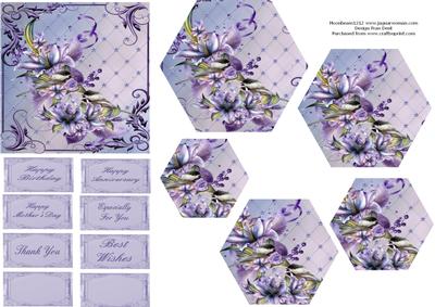 Chickadees and Lilies Hexagon Pyramid Topper