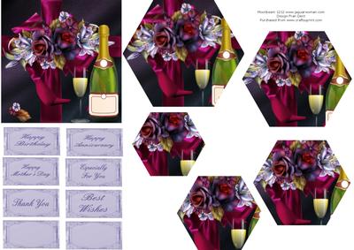 Black Roses Hexagon Pyramid Topper