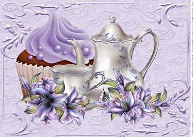 Cupcake, Lilies and Tea A4