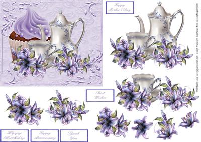 Cupcake, Lilies and Tea with Decoupage