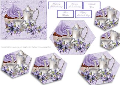 Cupcake, Lilies and Tea Hexagon Twisted Pyrimid