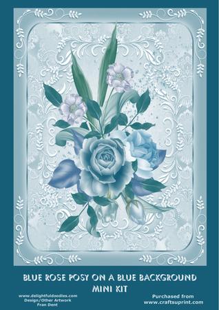 Blue Rose Posy on a Blue Background