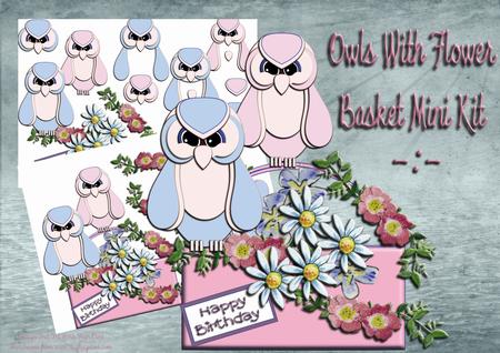 Owls with Flower Basket Mini Kit