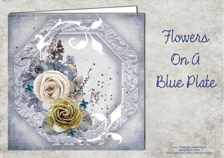 Flowers on a Blue Plate