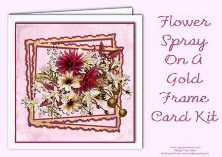 Flower Spray on a Gold Frame Card Kit
