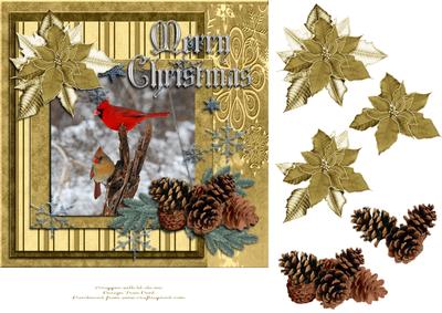 Merry Christmas Red Cardinals in Snow