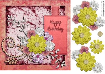 Flowers on Crackled Paper