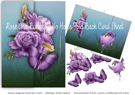 Rose and Butterfly No Holes Fold Back Card Sheet