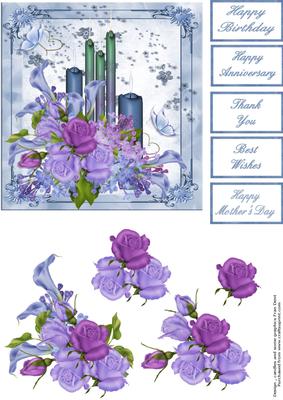 Blue Calla Lilies, Roses and Candles.