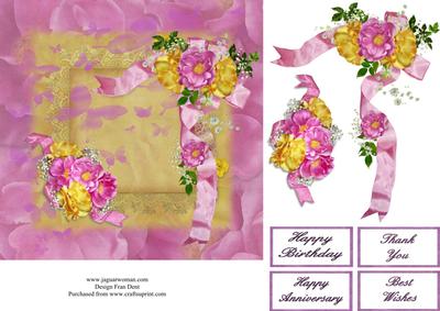 Pink and Gold Roses Quick Card