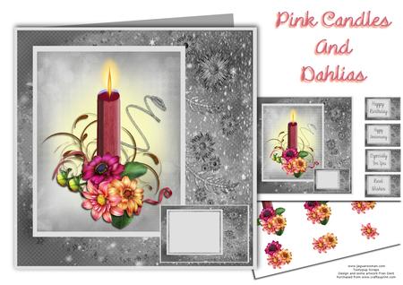 Pink Candle and Dahlia Card Kit