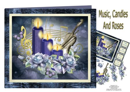 Music, Candles and Roses Card Kit