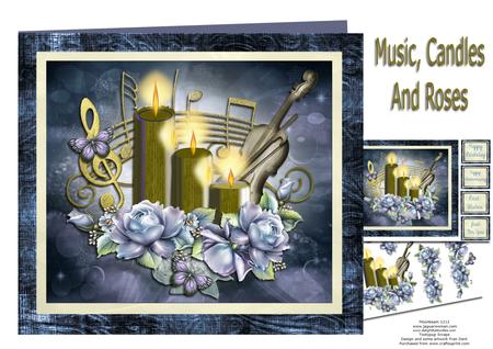 Music, Candles and Roses 2 Card Kit