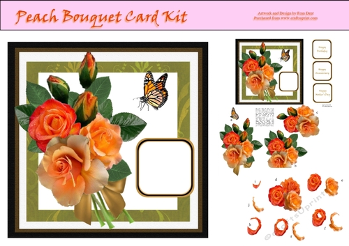 Peach Bouquet Card Kit