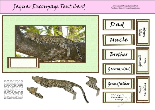JaguarDecoupage Tent Card