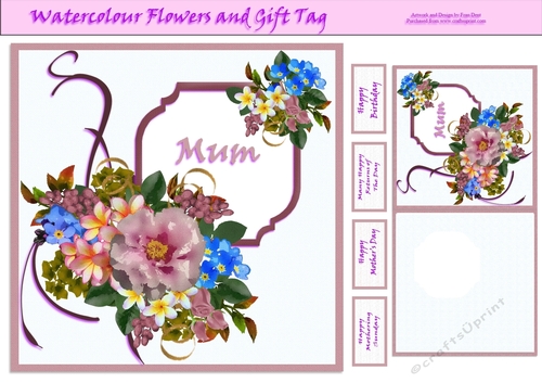 Watercolour Flowers, Gift Tag And Sentiments