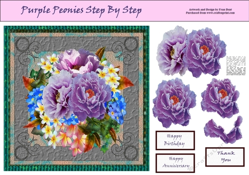 Purple Peonies Step By Step