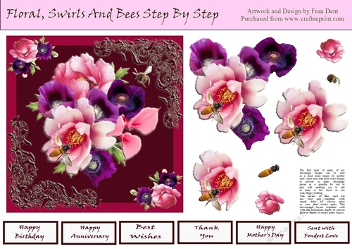 Floral, Swirls And Bees Step By Step.
