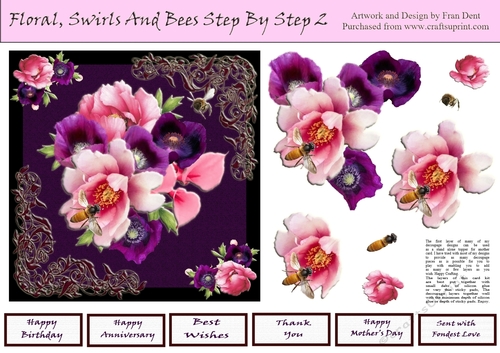Floral, Swirls And Bees Step By Step.2