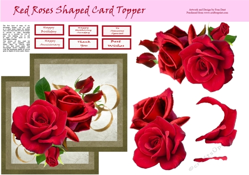 Red Roses Shaped Card Topper