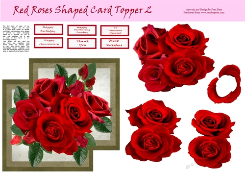 Red Roses Shaped Card Topper 2