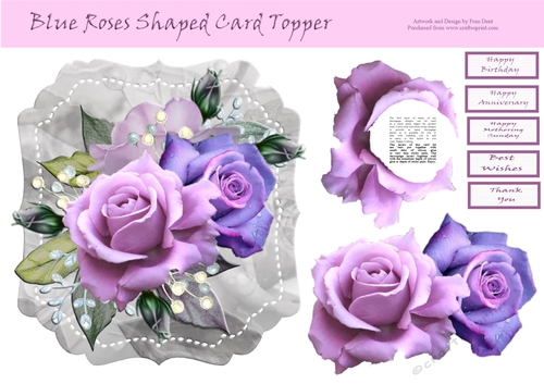 Blue Rose Shaped Card Topper