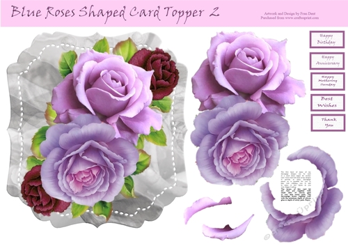 Blue Rose Shaped Card Topper 2
