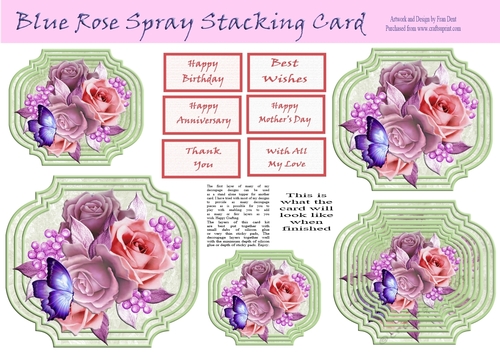 Blue Rose Spray Stacking Card