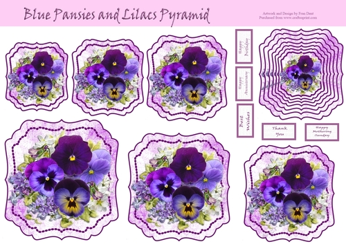 Blue Pansies And Lilacs Pyramid