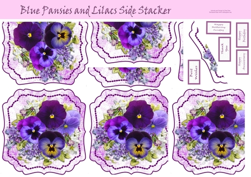 Blue Pansies And Lilacs Side Stacker