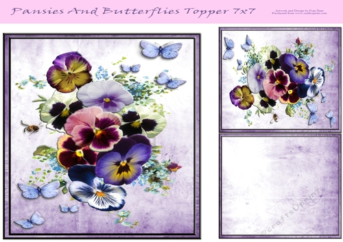 Pansies And Butterflies Topper 7x7