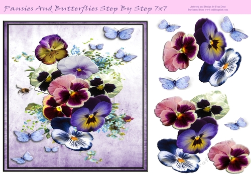 Pansies And Butterflies Step By Step 7x7