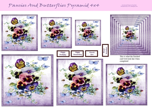 Pansies And Butterflies Pyramid 4x4