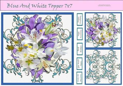 Blue and White Topper 7x7