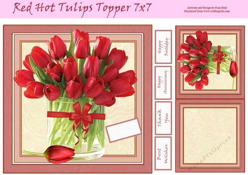 Red Hot Tulips Topper 7x7