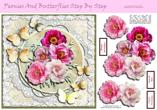 Peonies And Butterflies Step By Step