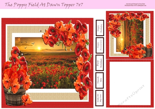 The Poppy Field At Dawn Topper 7x7
