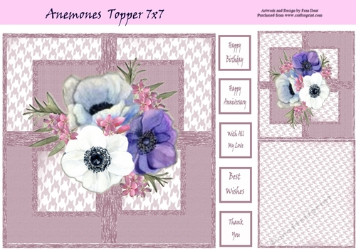 Anemones Topper 7x7