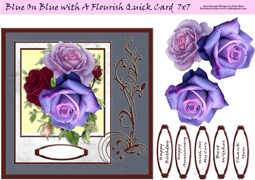 Blue On Blue With A Florish Quick Card 7x7