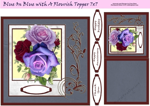 Blue On Blue With A Florish Topper 7x7