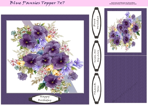 Blue Pansies Topper 7x7