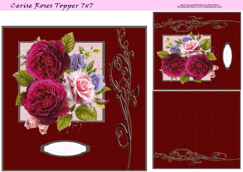 Cerise Roses Topper 7x7
