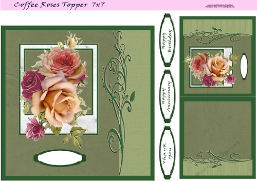 Coffee Roses Topper 7x7