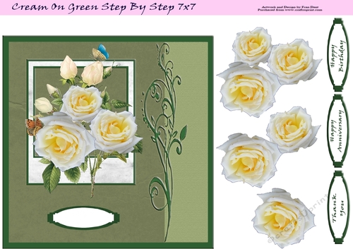 Cream On Green Step By Step 7x7