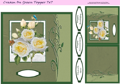 Cream On Green Topper 7x7