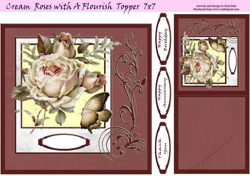 Cream Roses With A Flourish Topper 7x7