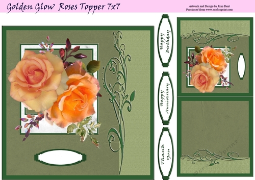 Golden Glow Roses Topper 7x7