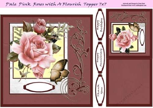 Pale Pink Roses With A Flourtish Topper 7x7