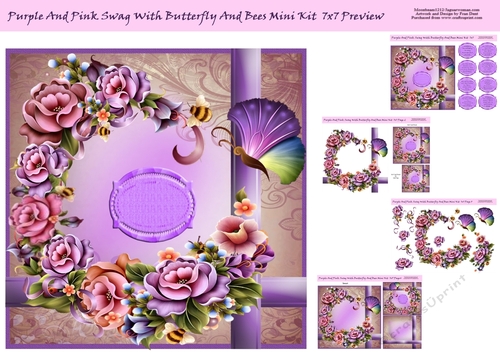 Purple And Pink Swag With Butterfly And Bees Mini Kit 7x7